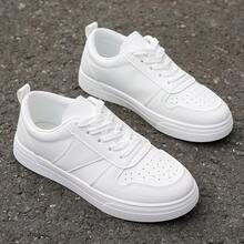 أحذية رياضية بيضاء جديدة للنساء، أحذية ركض رياضية للربيع/الخريف، أحذية كاجوال خارجية مسطحة متعددة الاستخدامات مانعة لالانزلاق لركوب السكيت - أبيض - مشاهدة 1