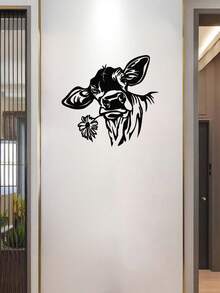 1 peça de arte de parede de vaca de metal para pendurar, decoração de parede de vaca preta, placa para casa, adequada para decoração de parede de cozinha de fazenda em cafeterias, decoração de parede clássica e aconchegante de animal de metal, escultura suspensa para ambientes internos/externos, presente perfeito para inauguração de casa