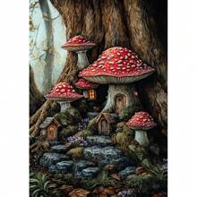 1 pieza Póster de arte de pared con opción de marco, póster de lienzo de pintura de setas botánicas de otoño, sendero de cascada del bosque de otoño de hadas de academia oscura para decoración del hogar en la sala de estar