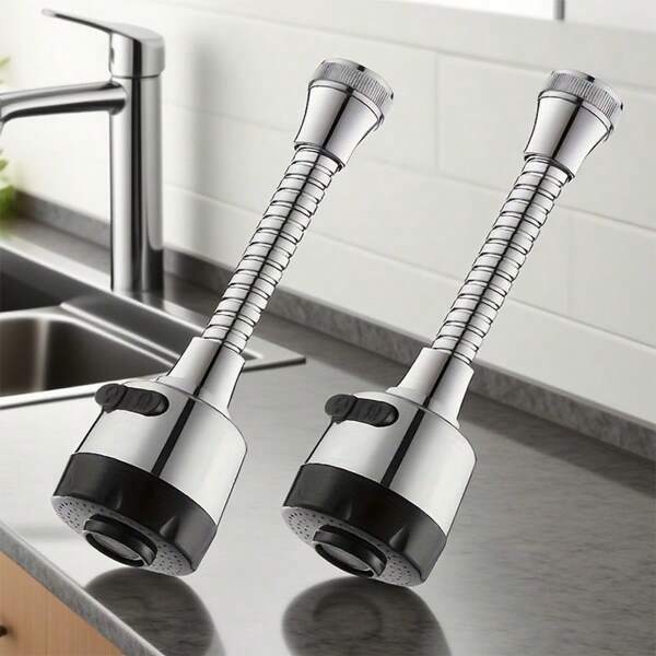 2 piezas Protector salpicaduras para grifo de cocina semielectrobañado, extensión flexible con rociador, antifugas y duradero, material semielectrobañado. Manguera extendida + rociador de doble función, apto para fregadero/caravana/bar, uso en múltiples escenarios