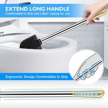 Escobilla para retrete con soporte, paquete de 2, escobilla de acero inoxidable 304, cómodo extendido y duradero, ergonómico, práctico y duradero, color dorado