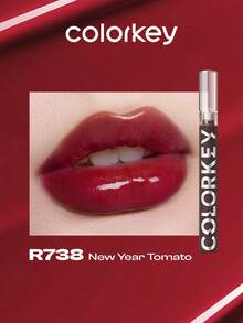 COLORKEY Mirror Gloss Lip Tint, Shiny Nourishing Lip Gloss, Non-Sticky, Long-Lasting, Moisturizing - Liquid Lipstick, Super Hydrating Lip Gloss, Brand Cosmetics, Suitable For Women And Girls, Perfect For Spring/Summer, Y2K Fashion , Suitable For Birthday, Mother's Day, Party, Best Color - R738 New Year Tomato - 查看 9