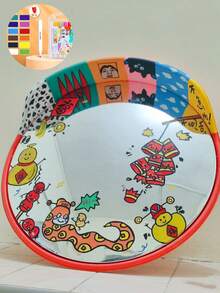 Espejo decorativo de ángulo ancho convexo y cóncavo para colgar en la pared, de 30/45 pulgadas, de estilo DIY pintado a mano, para decoración del hogar, como accesorio de fotografía para fiestas, espejo de estilo hip-hop, decoración de tienda - Multicolor - Ver 13