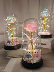 圣诞节情人节礼物钻石熊玫瑰塑封送老婆送妈妈母亲节毕业季礼物永生花礼物生日周年礼物家居装饰摆件