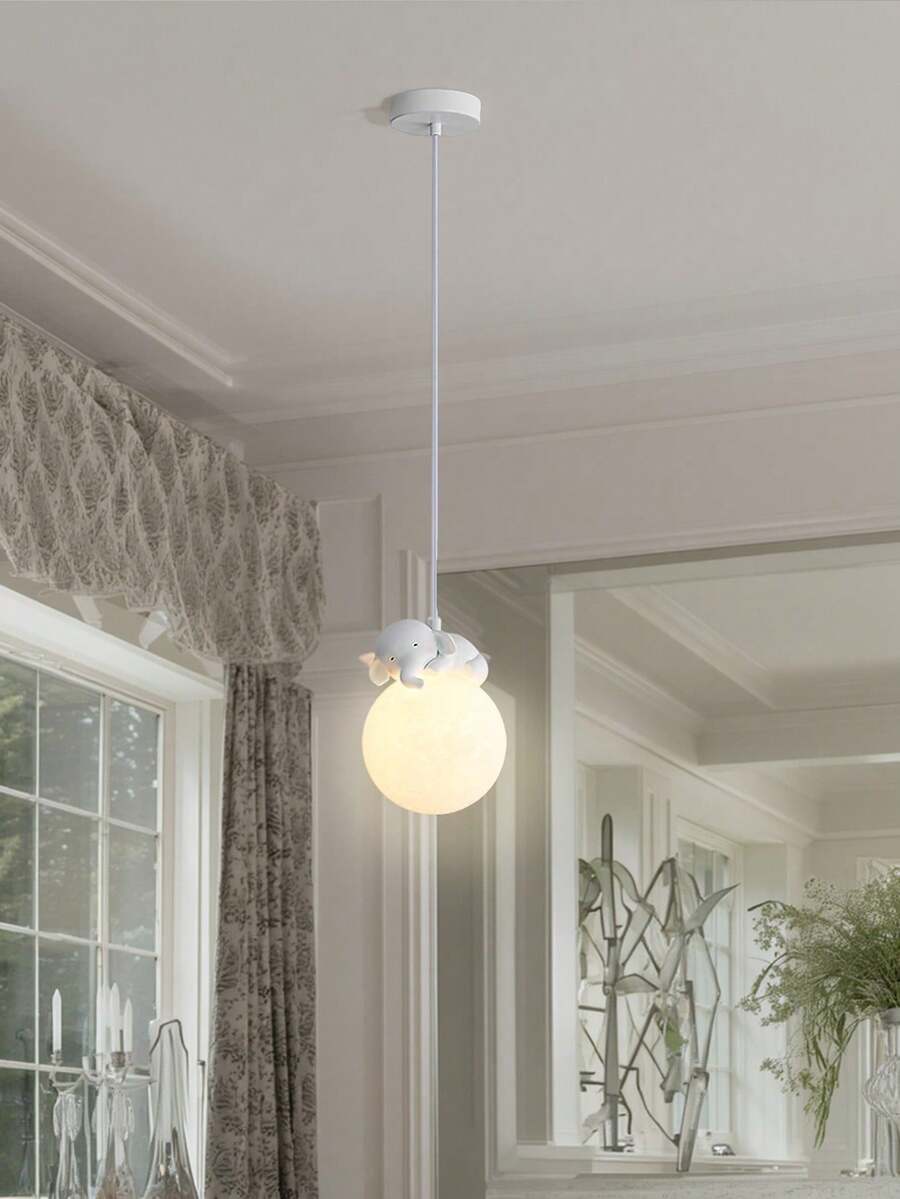 1 件卡通动物吊灯，带可调节吊线，月亮形状，配备 G9 灯泡，适用于卧室、客厅、书房、儿童房的装饰吊灯，LED 吸顶灯