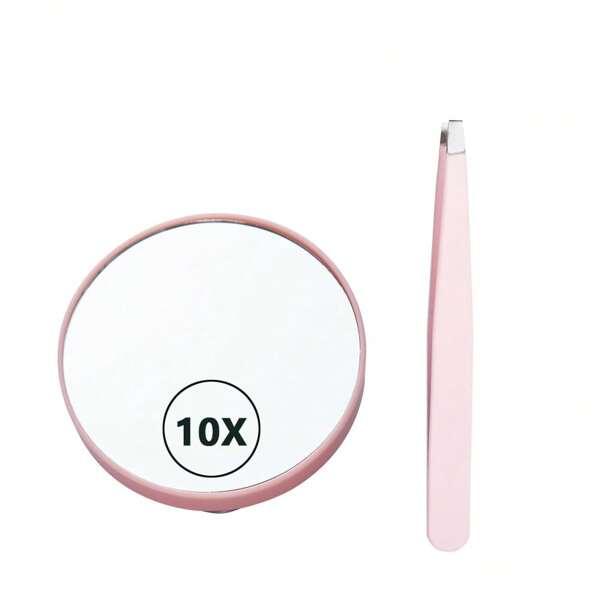 10X Magnifying Mirror With Suction Cup And Tweezer, 10X Magnifying Makeup Mirror With Detweezer, Suitable For Precise Makeup, Waxing, Blackhead Removal, Acne Extraction, Eyebrow And Eyelash Application - Durable Plastic, Oil-Free, White, For Close-Up Use