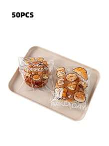 20/50/100pcs Transparent Cartoon Printed Self-Adhesive Seal Food Bags, Suitable For Toasts, Breads, Bagels, Cookies, Back To School Season, Portable Food Packaging - Clear - View 11
