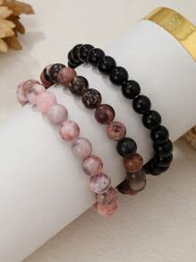 3 Pcs Natural Stone Bracelet Set For Women Self Healing Emotional Stretch 8mm Beaded Extendable Stackable Bracelet Set, Birthday Gift, Fashion Jewelry Gift With Blessing Card - 3 - View 8