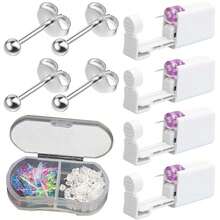 5pcs Ear Piercing Kit With Plastic Earrings For Ear Infection,Disposable Ear Piercing Gun Built-In Earrings Stud