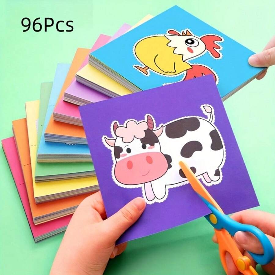 Kit de manualidades de corte de papel para niños con tijeras, para cortar papel, manualidades de papel y desarrollo de habilidades motoras finas
