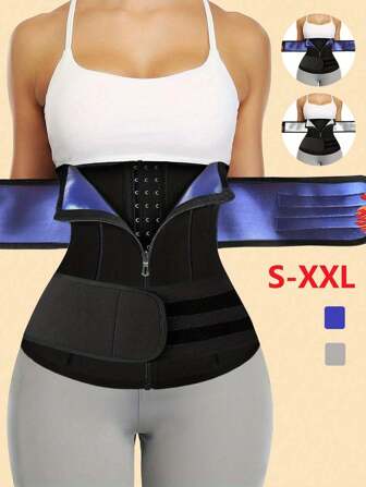 ARUNOW 可调节女士塑身衣，具有 3 层，旨在增强排汗和修剪腰部，具有银色桑拿效果，可用作紧身胸衣腰部训练器。