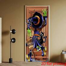 Banner Latar Belakang Tema Penyihir 2D Datar 1 buah, Desain Kucing Hitam, Cocok untuk Dekorasi Pintu Pesta Halloween, Kain Poliester, 2D Datar - 1 buah - View 4