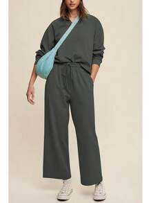 Cakulo Womens Sweatsuits 2 Piece Lounge Sets Fall Outfits Wide Leg Jogger Sweat Pants Loungewear Set Track Suits