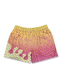 Lifestyle Ice Cream Youth Shorts, Made Of Comfortable Polyester With Pockets, Machine Wash - Màu vàng - Xem 3