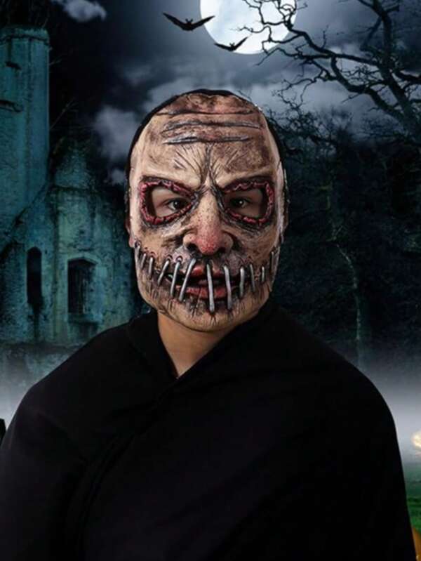 Maschera da clown di Ognissanti, copricapo, maschera di lattice per mascherata orrore, con sangue che si espande