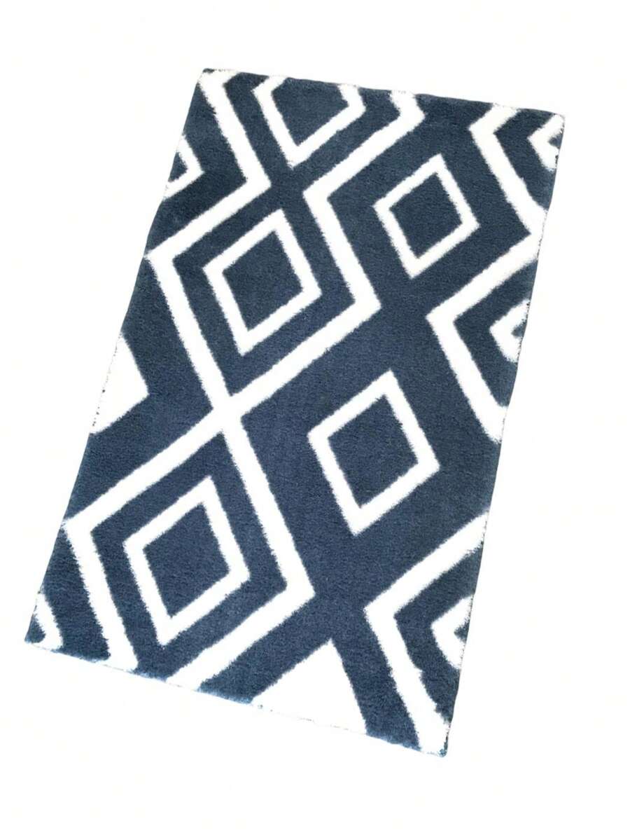 Made In Turkey - Jassrug Royal Tile Bathroom Carpet 50x80 Cm – Non-Slip Base - Soft & Durable - Cadet Blue - View 1