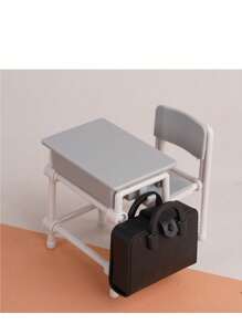 2pcs/3pcs/6pcs Mini Desk & School Bag Set, Cute And Compact, Recreating Classroom Scene With Creative Design. Detailed Realistic Miniature Desk And School Bag, Perfect Accessory For Dollhouse, DIY Crafts Or Photography Props, Endless Fun