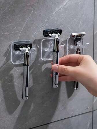 1/3/6 pezzi Portarasoio portatile a ripiani con ganci a ventosa, applicabile per doccia, bagno, viaggi, montaggio a parete, riutilizzabile