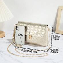 Women's Fashionable Rhombus Shoulder/Crossbody Bag, Chain Strap Clutch Purse - Gold - View 2