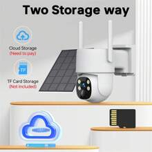 Cámara de seguridad inalámbrica con energía solar de 4MP, cámara inteligente para el hogar con WiFi de banda dual 2.4G/5G, resolución ultra alta definición de 1440P, batería recargable de 7500 mAh, función de rotación de 355°, visión nocturna a color, detección de movimiento, audio bidireccional, nivel de protección IP65, adecuada para vigilancia exterior doméstica y comercial, cámara de seguridad solar.