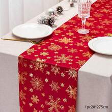 1pc White With Silver Snowflake Table Runner 11"X108", DIY Party Decor, Suitable For Home, Wedding, Birthday Party, Christmas, Banquet Table Decoration (White) - Multicolor - View 20