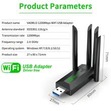 原装 4 天线 1200Mbps WiFi USB 3.0 适配器 2.4G/5GHZ 双频 WiFi 适配器 无线网卡 802.11b/G/N 兼容 Win 10/11 - 黑色 - 查看 6