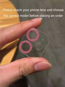 1pc Glitter Diamond Apple 15ProMax Lens Film Integrated Compatible With Iphone 11 12 13 14 15 16 Pro Plus Pro Max Mini Mobile Phone Camera 13Pro Protection Ring Frame Cover Tempered Glass Clear Rhinestone Lens Film - Pink - View 4