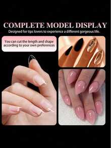 600Pcs Half Cover Press On Nail Tips Stiletto Almond Square Coffin French False Fake Soak Off Gel Nail Extension Tips Capsule DIY Press On Nails - Trong suốt bán - Xem 4