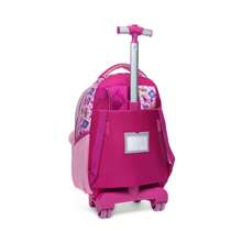女孩上学用滚轮背包 3 件套儿童行李背包带铅笔盒和午餐盒 返校