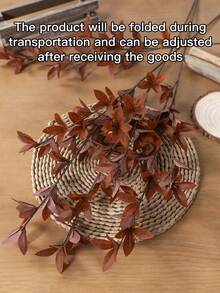 1pc/3pcs 30 Inches (H) Synthetic Pomegranate Leaf Branch Home Living Room Thanksgiving Harvest Festival Party Autumn Desktop Atmosphere Decoration