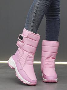 新款女士户外休闲防滑保暖雪地靴，魔术贴设计，适合冬季雪地穿着 FD30761695 - 粉色 - 查看 1
