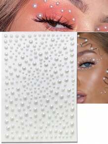 3 feuilles Autocollants de bijoux faux perles 3D, autocollants de strass autoadhésifs, décoration de perles factices, accessoires décoratifs DIY pour cheveux, décoration d'Halloween
