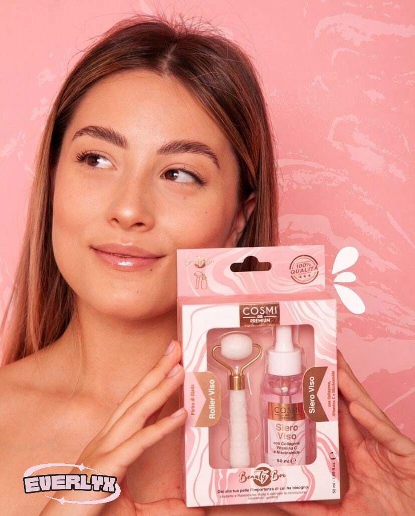 EverlyX Set de cuidado facial Premium con sérum y rodillo de jade - Fórmula con colágeno, vitamina C y niacinamida para una piel luminosa y reafirmada - Ideal para mejorar la elasticidad y reducir signos de fatiga - ✅ Entrega 24/72h a España (península)