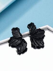 1 对时尚花卉元素度假旅行、派对、户外运动哑光耳钉 - 紅色 - 查看 11