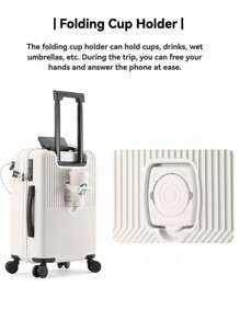 Multi-Functional Business Suitcase Front Open Boarding Case Abs+Pc Material Cup Holder UBS Charging To Interface Suitcase 20 - 白色 - 查看 4