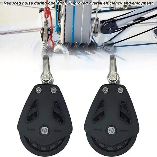 Polea giratoria de nailon negro - Polea giratoria de 360° para Pilates, yate, kayak y aplicaciones marinas - Accesorio marino de plástico duradero con rotación suave - Ideal como regalo para Acción de Gracias, Navidad, Halloween, Día de la Independencia y Día del Padre
