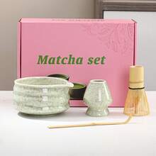 1 件/4 件抹茶茶具，包括抹茶碗、100 齿茶筅、茶勺、茶巾（礼盒装） - 彩色 - 查看 10