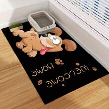 1 pieza Alfombra de alimentación para mascotas con estampado de huellas de perro "Bienvenido a Casa", de secado rápido y fácil de limpiar, para tazón de comida de perro/gato, almohadilla para jaula de mascotas, apta para todas las estaciones