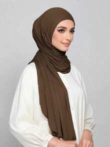 1件装速戴针织头巾，采用柔软透气、不易起球的面料制成。系带式头巾。适合穆斯林全年日常佩戴。 - 咖啡棕 - 查看 5