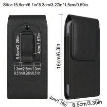 1 件黑色荔枝纹垂直手机腰包，男士手机腰包，通用智能手机腰包，带扣手机皮套 - 黑色 - 查看 10