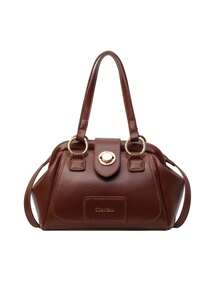 简约质感优雅的女士手提包，时尚经典的日常纯色，精致的斜挎包，小众设计，复古单肩包，适合通勤上班，外出约会逛街 - 棕色 - 查看 8