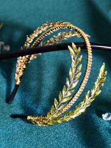 1 Stück goldenes Strass Haarschmuckstück für Frauen, Braut Kopfschmuck für Hochzeit, Bankett, Party - HP528