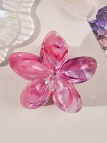 1 件波西米亚大理石渐变粉色花朵发夹，适合海滩、度假、春夏季发饰花朵发夹、学校用品、大学秋季配饰秋冬