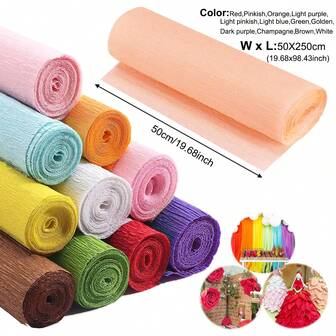 Set de 3 piezas / 1 pieza de 12 colores, rollo de papel crepé de 50x250cm, papel crepé arrugado de colores para origami, manualidades, decoración con flores, envoltura de regalos