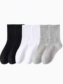 1 Đôi/3 Đôi/5 Đôi/10 Đôi Tất dài đến bắp chân màu trơn cho nữ, chất liệu cotton thoáng khí, mềm mại và thoải mái, thích hợp để mặc hàng ngày, ở nhà, văn phòng, trường học, thể thao, đen trắng, mùa thu - trắng - Xem 12