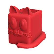 ORIZZONTE Kawaii-Katzen-Dekovase, Topf für Sukkulenten und blühende Pflanzen, Stifthalter für den Schreibtisch, süßer japanischer Stil für Zuhause, Büro, originelles Geschenk, 8 * 11,8 * 10 cm, Versand aus Italien - Rot - Übersicht 4