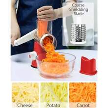 Slicing Grater Manual Rotary 3 In 1 Cheese Grater Food Blender Stainless Steel Potato Slice Chopper Processor Kitchen Accessories - Red - View 2