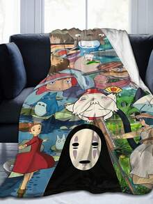 Studio Blanket Ghiblis Anime Flannel Blanket For Girls Boys Anime Gifts Throw Blanket Cozy Plush Flannel Fleece Print Blankets Double-Layer Blanket Lightweight Fuzzy For Bed Decor 50x40inch
