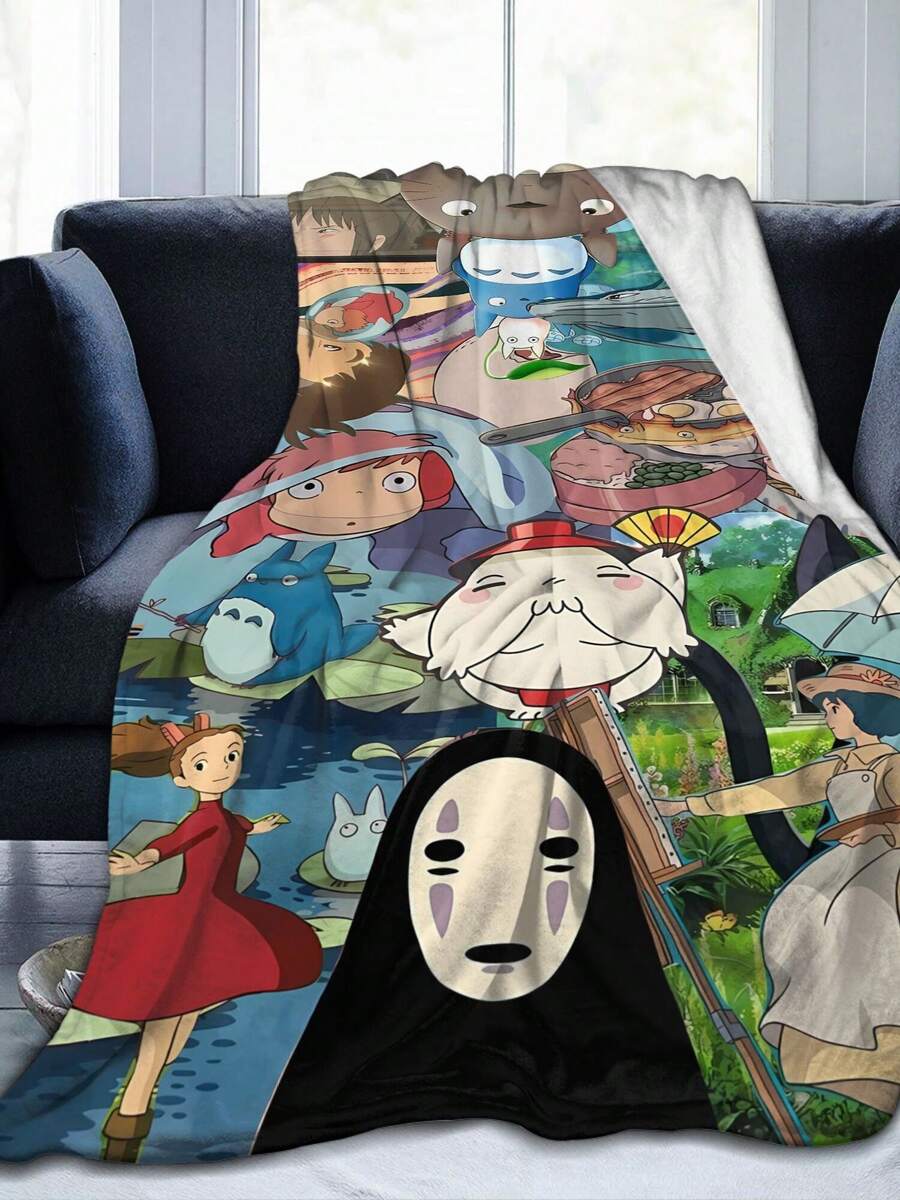 Studio Blanket Ghiblis Anime Flannel Blanket For Girls Boys Anime Gifts Throw Blanket Cozy Plush Flannel Fleece Print Blankets Double-Layer Blanket Lightweight Fuzzy For Bed Decor 50x40inch