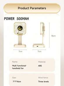 Ventilatore da collo, design elegante, silenzioso, ventilatore pieghevole portatile USB da tavolo con supporto per telefono cellulare, multifunzionale, batteria a lunga durata per ufficio, studenti